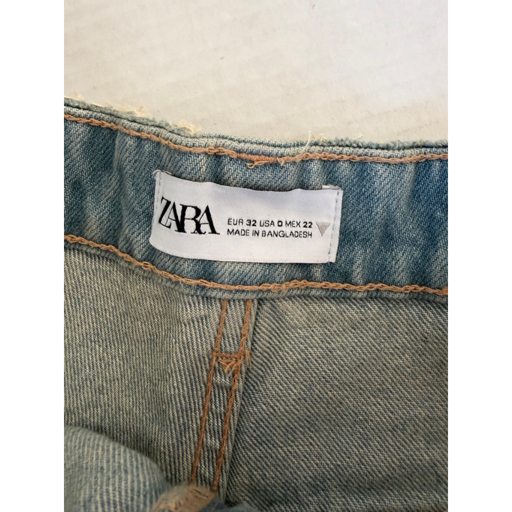 NWT Women's ZARA Light Blue Loose Fit Bermuda Shorts Size 00 - Picture 3 of 8